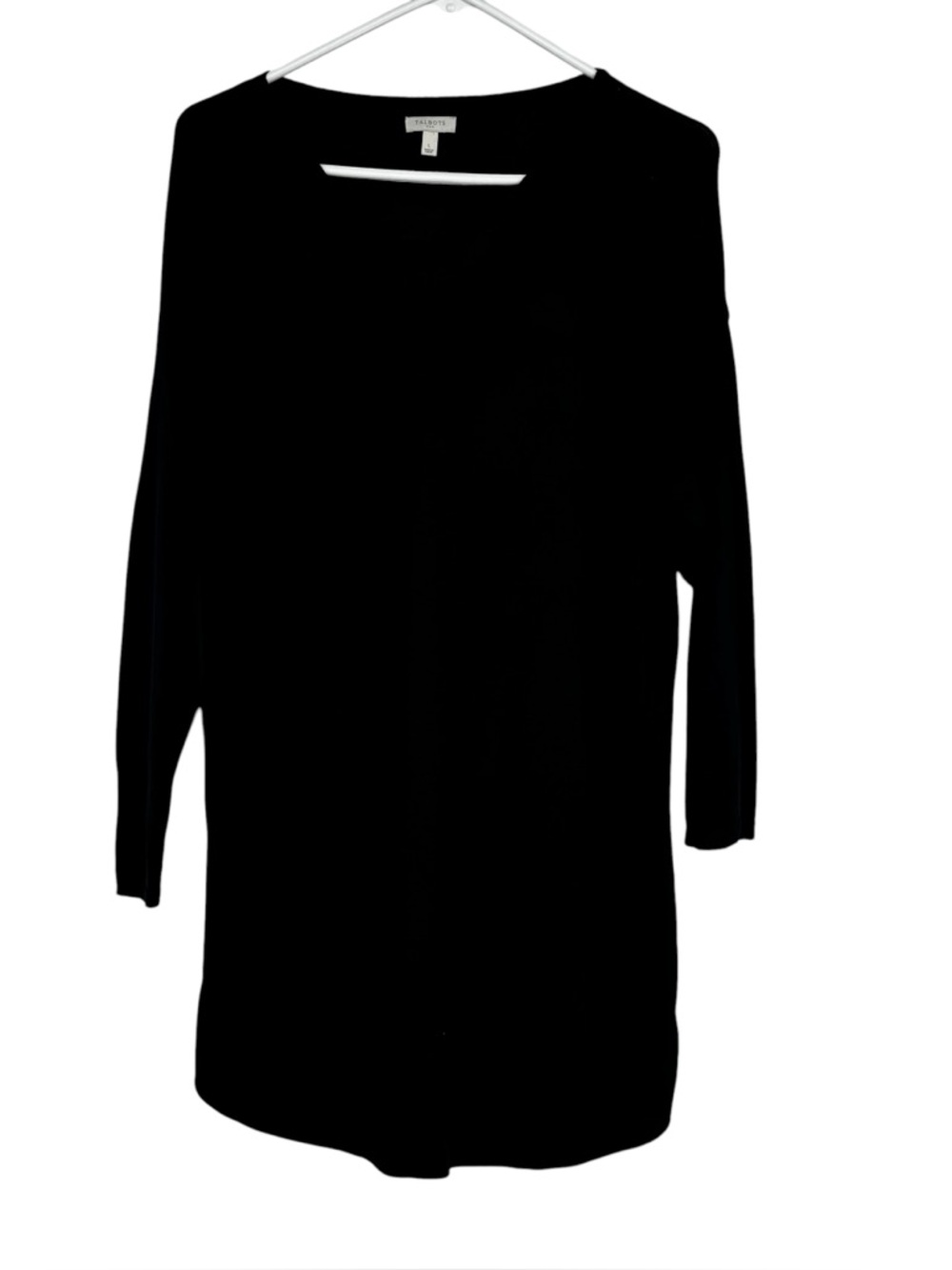 Talbots Large Navy Deep Blue Cotton/Rayon Long Line V-Neck Tunic Sweater/Dress